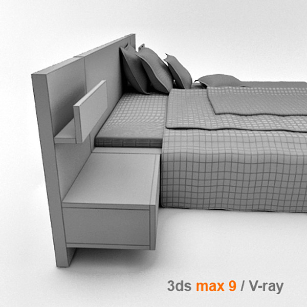 obj architectural visualization bedside cabinet - MALM bed 180 with bedside cabinet by lajhar